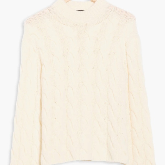 NWT Theory Wool-and-Cashmere Cable Knit Pullover Sweater - Picture 3 of 5